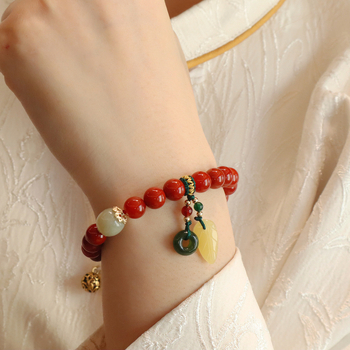 Браслет от южен червен ахат, ръчна изработка, дамски стил, нов китайски стил, индивидуална тенденция