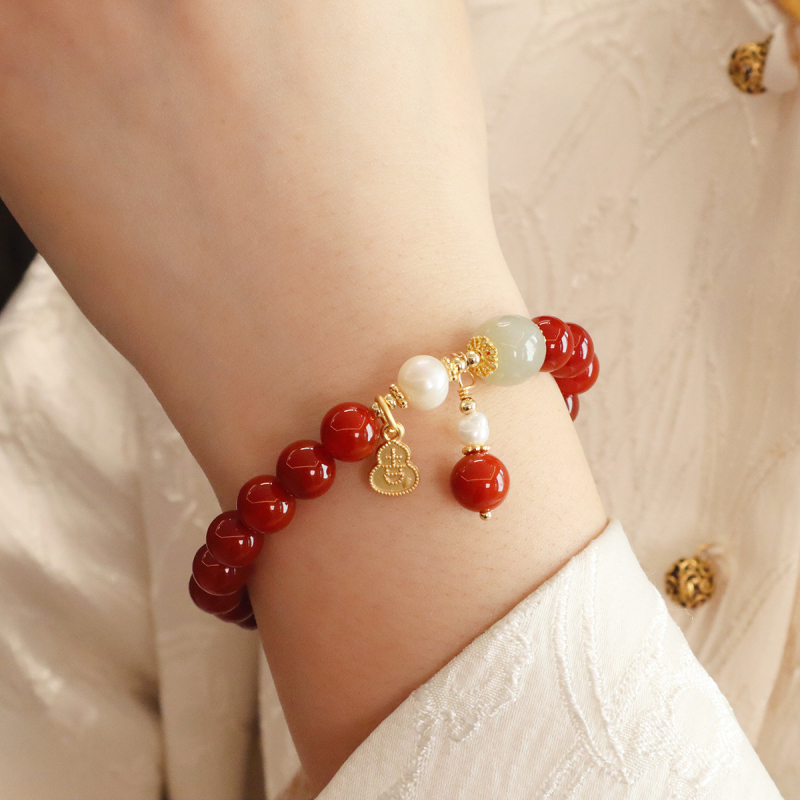 Браслет от южен червен ахат, ръчна изработка, дамски стил, нов китайски стил, индивидуална тенденция