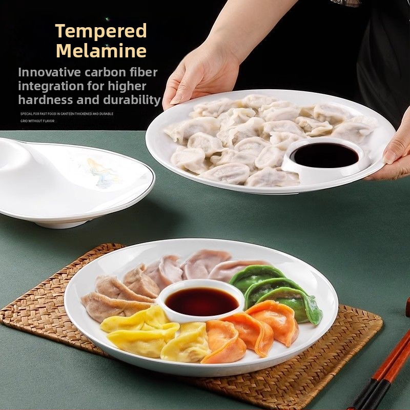 Овална меламинова плоска чиния, едночастово формована, модерен стил, подходяща за хотели