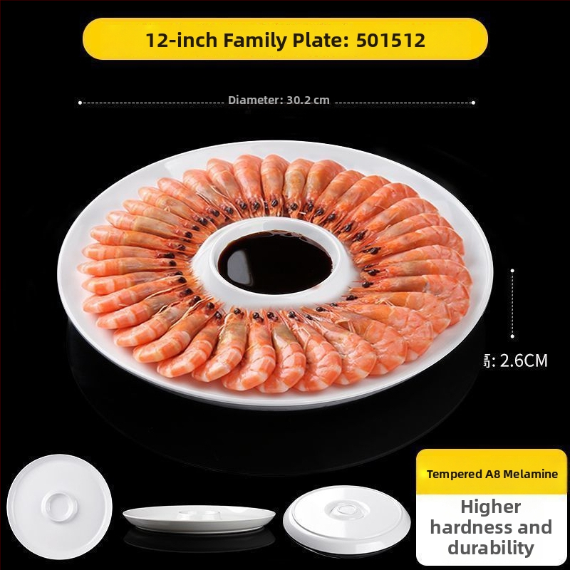 Овална меламинова плоска чиния, едночастово формована, модерен стил, подходяща за хотели