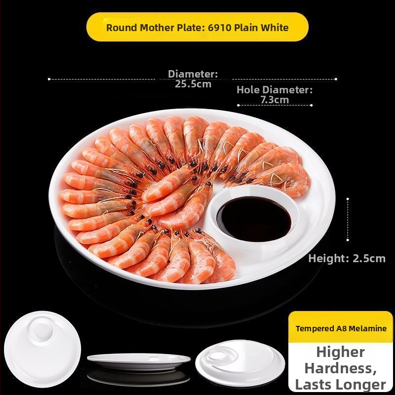 Овална меламинова плоска чиния, едночастово формована, модерен стил, подходяща за хотели