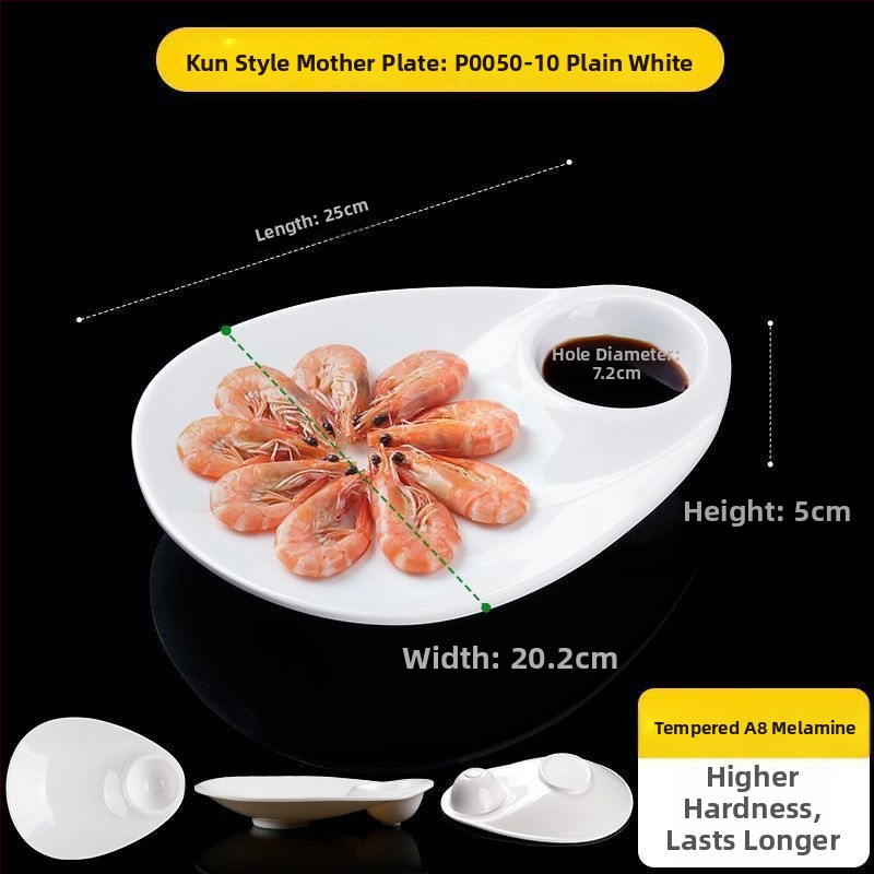 Овална меламинова плоска чиния, едночастово формована, модерен стил, подходяща за хотели