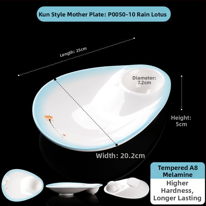 Овална меламинова плоска чиния, едночастово формована, модерен стил, подходяща за хотели