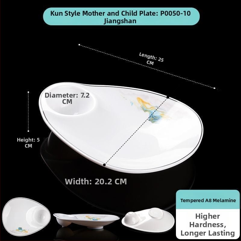 Овална меламинова плоска чиния, едночастово формована, модерен стил, подходяща за хотели