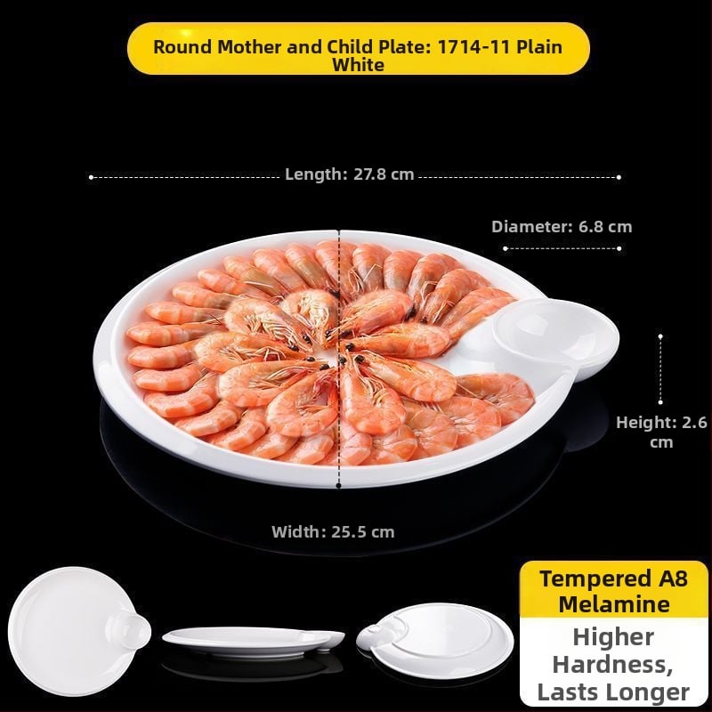 Овална меламинова плоска чиния, едночастово формована, модерен стил, подходяща за хотели
