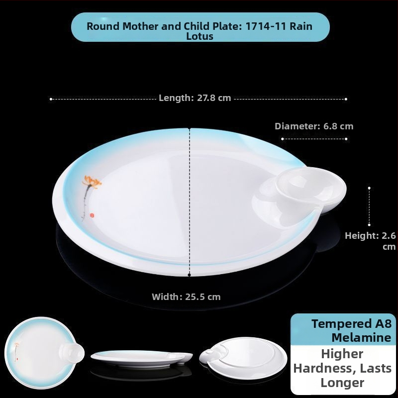 Овална меламинова плоска чиния, едночастово формована, модерен стил, подходяща за хотели