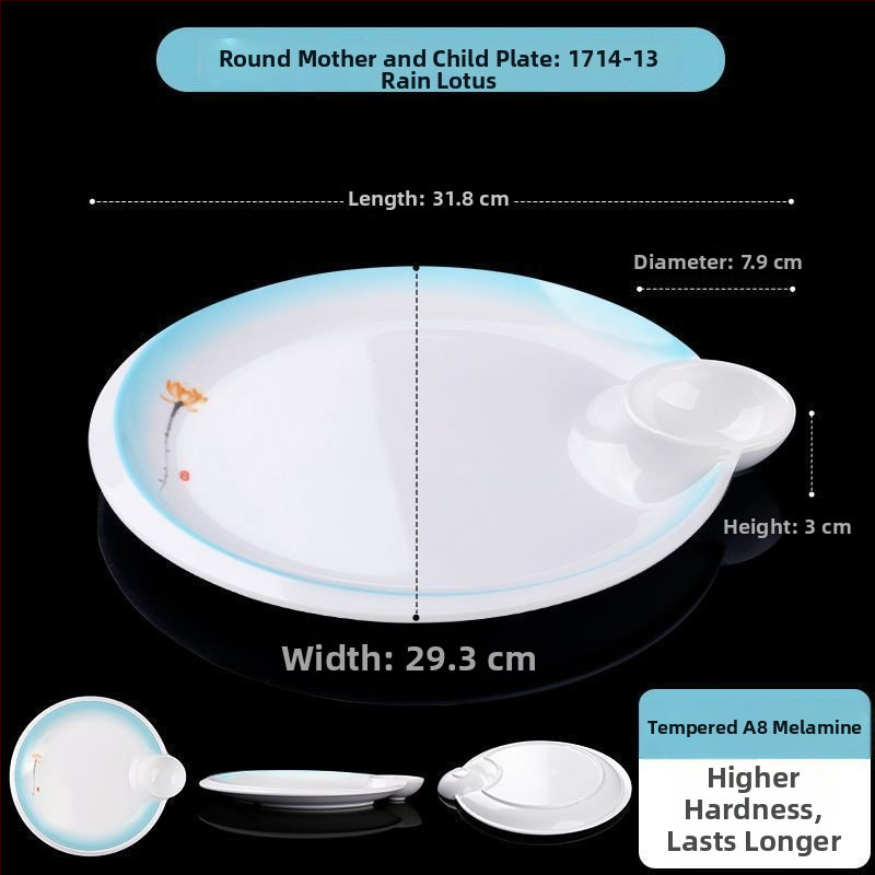 Овална меламинова плоска чиния, едночастово формована, модерен стил, подходяща за хотели
