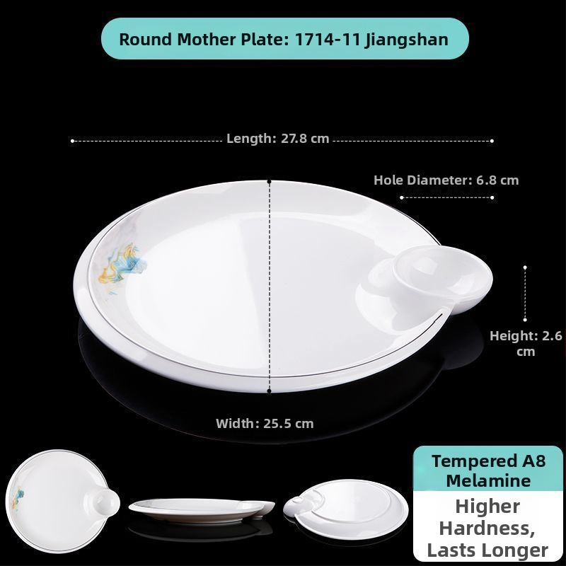 Овална меламинова плоска чиния, едночастово формована, модерен стил, подходяща за хотели