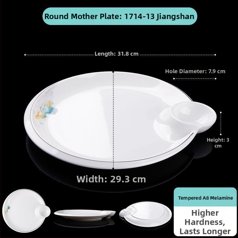 Овална меламинова плоска чиния, едночастово формована, модерен стил, подходяща за хотели