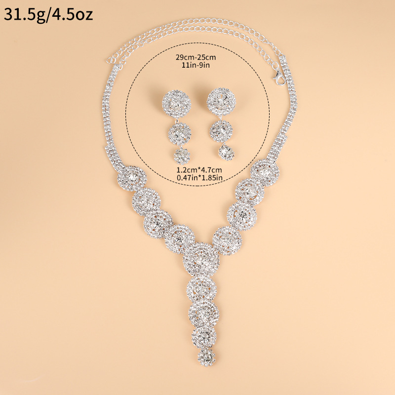 Set ogrlice i naušnica s karom tipom lanca, rhinestones, elektroplatina, običan lanac