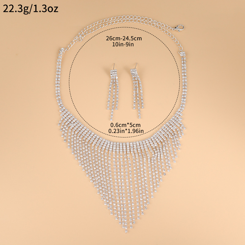 Set ogrlice i naušnica s karom tipom lanca, rhinestones, elektroplatina, običan lanac