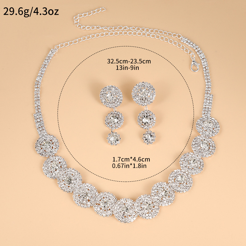 Set ogrlice i naušnica s karom tipom lanca, rhinestones, elektroplatina, običan lanac