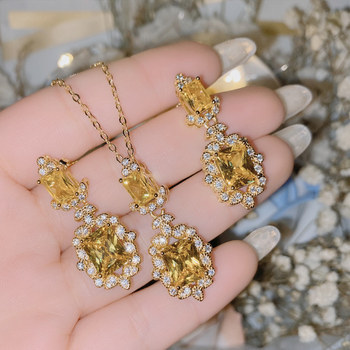 Set nakita: naušnice i ogrlica, bakrena osnova, ugravirani kameni, O-vez, cvjetni uzorak, francuski retro stil