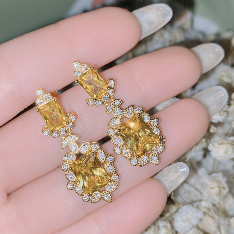 Set nakita: naušnice i ogrlica, bakrena osnova, ugravirani kameni, O-vez, cvjetni uzorak, francuski retro stil