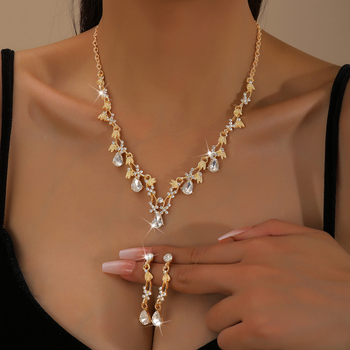 Set de mireasă: colier și cercei din aliaj, electroplating, pandante în forme de inimă, lacrimă și clopot