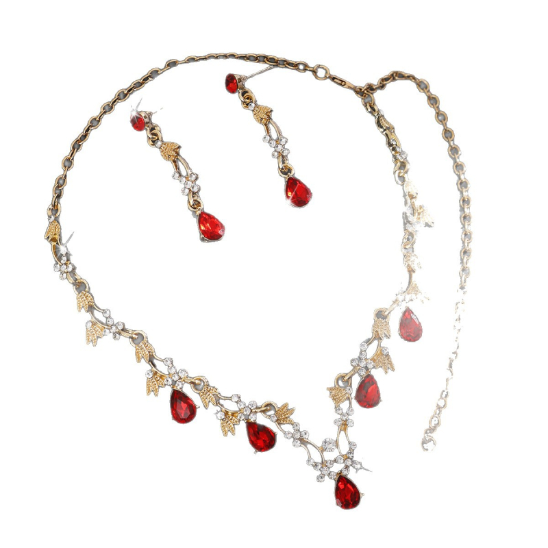 Set de mireasă: colier și cercei din aliaj, electroplating, pandante în forme de inimă, lacrimă și clopot