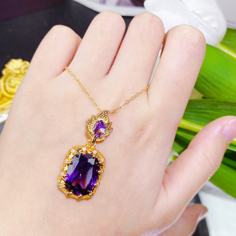 Set de bijuterii (cercei, colier, br13n13) – Stil italian vintage inspirat de curte, bază din cupru, lanț încrucișat, pandant cu încrustații din pietre mixte, model vegetal cu flori