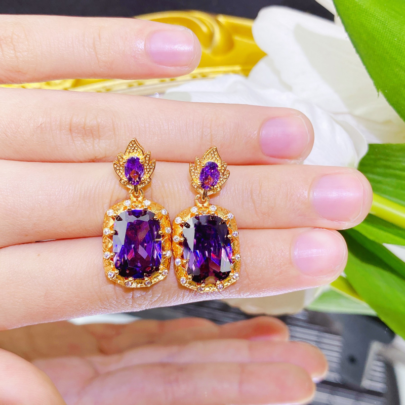 Set de bijuterii (cercei, colier, br13n13) – Stil italian vintage inspirat de curte, bază din cupru, lanț încrucișat, pandant cu încrustații din pietre mixte, model vegetal cu flori