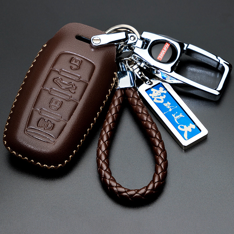 Capă de cheie auto pentru Haval H6/H2/H7/H8/H9/H5/M6 — piele de vită, stil retro (material: piele de vită; stil: retro; compatibilitate: H6/H2/H7/H8/H9/H5/M6)