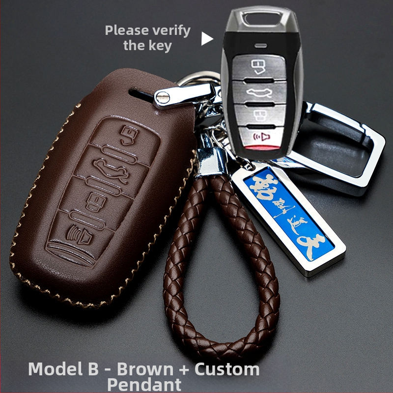 Capă de cheie auto pentru Haval H6/H2/H7/H8/H9/H5/M6 — piele de vită, stil retro (material: piele de vită; stil: retro; compatibilitate: H6/H2/H7/H8/H9/H5/M6)