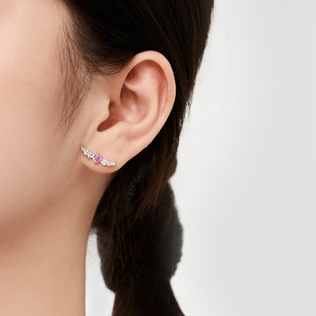 Korejski stil srebrni set nakita 925: prsten, naušnice i ogrlica s motivom Ljubav i lanac klavikule