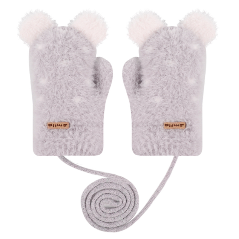 Mănuși de iarnă pentru copii, velur, croială Jacquard, degete acoperite, calde, stil drăguț, pentru 2-5 ani