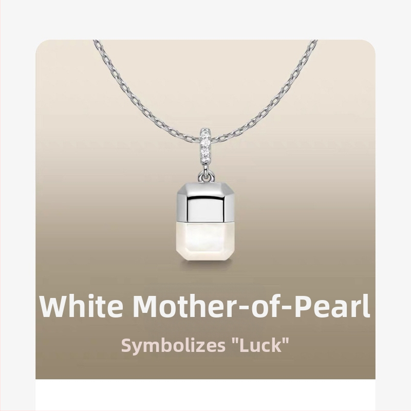 Colier din argint 925 cu pandantiv cu agată încrustată, lanț în formă de O, stil lux ușor pentru femei