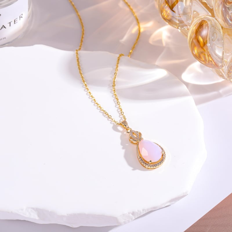 Colier geometric din oțel titan cu pandantiv din cristale pe lanț clavicular, placare electroplată, bijuterii feminine stil lux