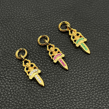 Colier cu pandantiv sabie, lanț cu bile, din metal, pandantiv din aliaj, lungime 51–60 cm