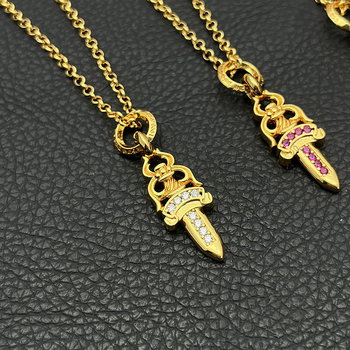 Colier cu pandantiv sabie, lanț cu bile, din metal, pandantiv din aliaj, lungime 51–60 cm