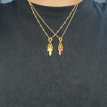 Colier cu pandantiv sabie, lanț cu bile, din metal, pandantiv din aliaj, lungime 51–60 cm