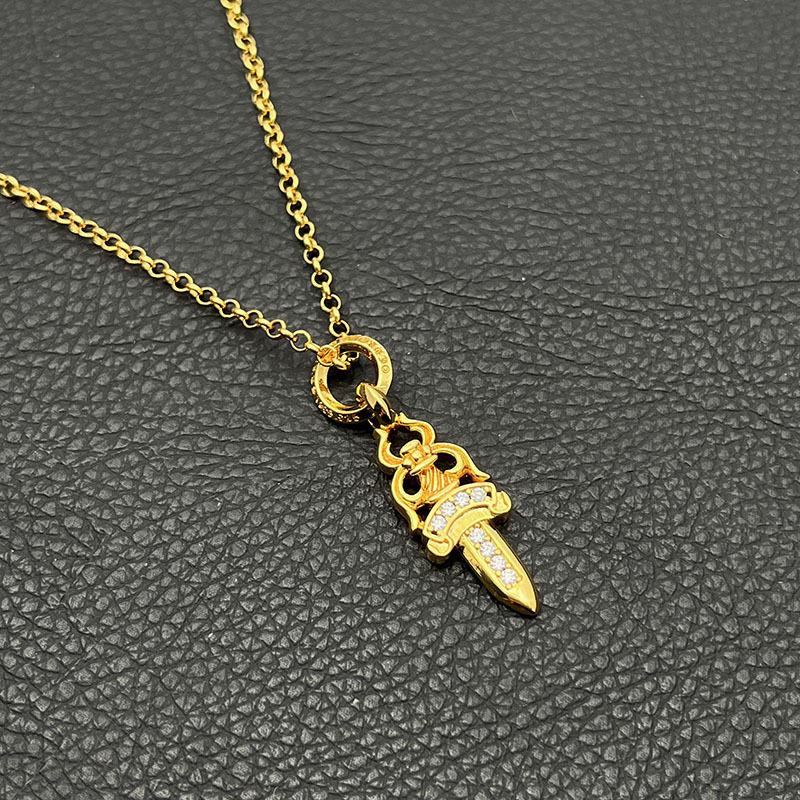 Colier cu pandantiv sabie, lanț cu bile, din metal, pandantiv din aliaj, lungime 51–60 cm