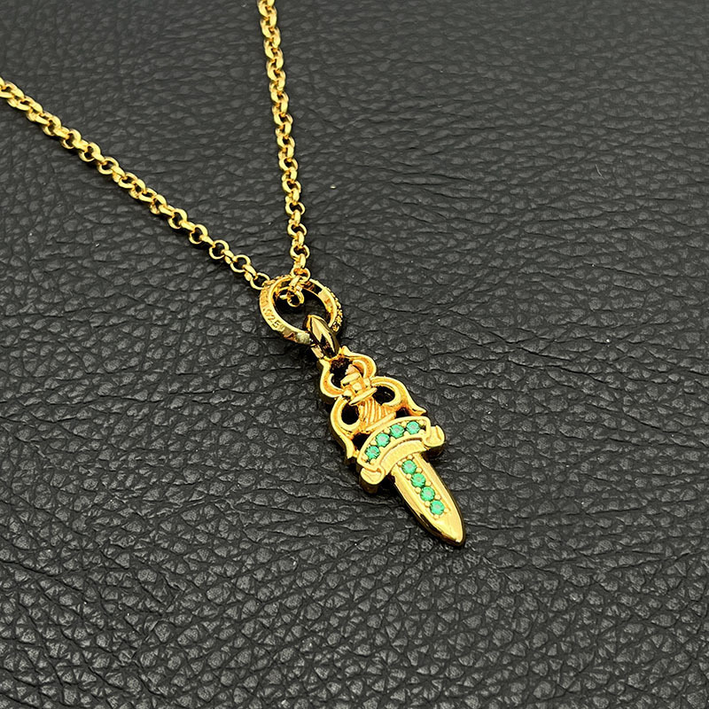 Colier cu pandantiv sabie, lanț cu bile, din metal, pandantiv din aliaj, lungime 51–60 cm