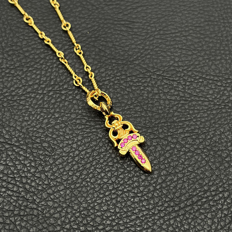 Colier cu pandantiv sabie, lanț cu bile, din metal, pandantiv din aliaj, lungime 51–60 cm