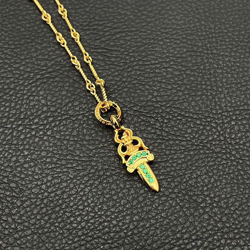 Colier cu pandantiv sabie, lanț cu bile, din metal, pandantiv din aliaj, lungime 51–60 cm