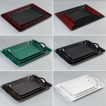 Plastični pravokutni podnos za restoran, protiv klizanja, s dvije ručke, japanski stil