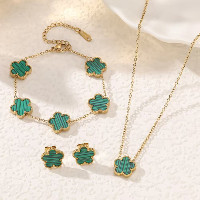 Set bijuterii feminin Stars: cercei, colier și brățară din oțel inoxidabil, micro-setări, lanț în formă de O, stil lux ușor