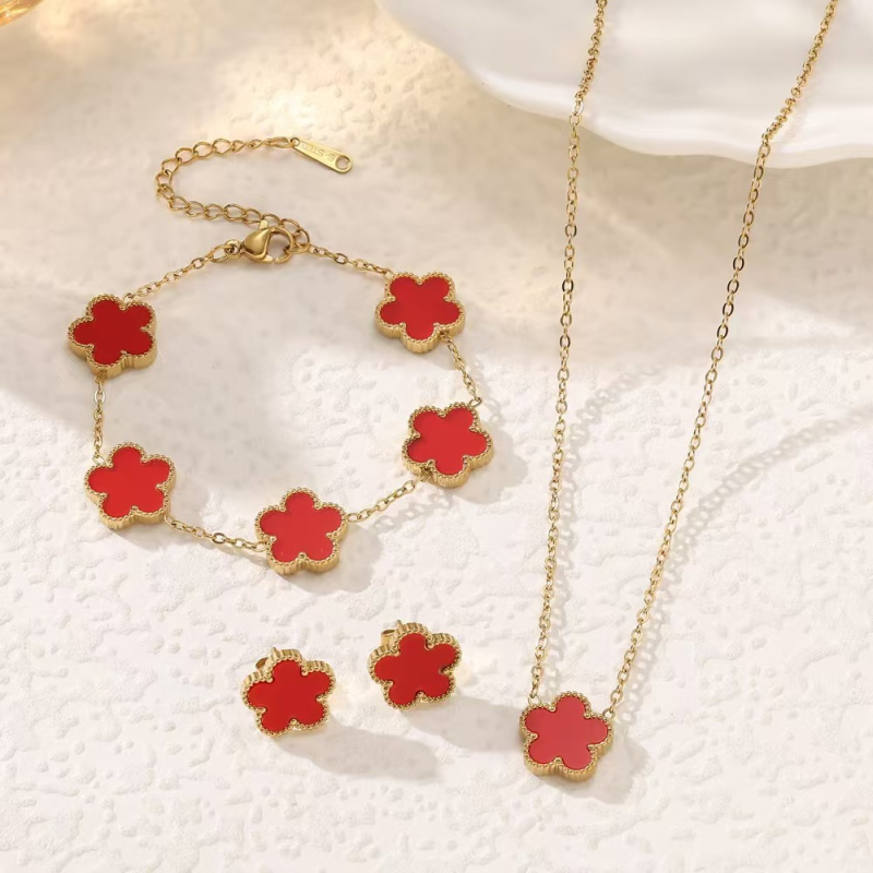 Set bijuterii feminin Stars: cercei, colier și brățară din oțel inoxidabil, micro-setări, lanț în formă de O, stil lux ușor