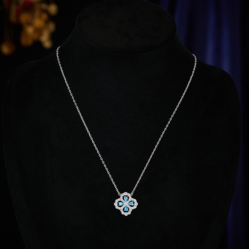 Set din cupru: colier și cercei cu motiv trifoi, lanț clavicular, stil lux