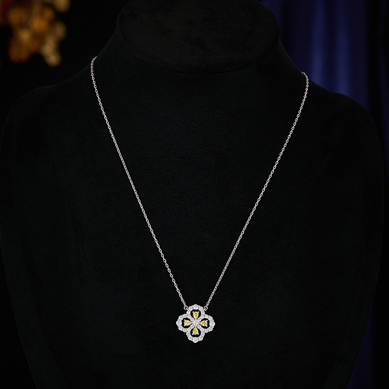 Set din cupru: colier și cercei cu motiv trifoi, lanț clavicular, stil lux