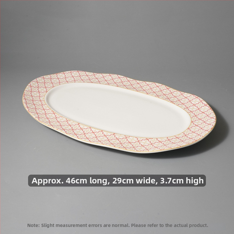 Halas tál széles élű hullámos ovális dizájnnal, kerek formájú, szállodai molekuláris konyha étkészlethez