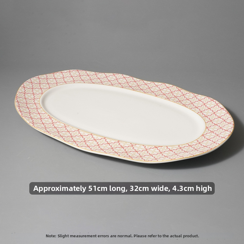 Halas tál széles élű hullámos ovális dizájnnal, kerek formájú, szállodai molekuláris konyha étkészlethez