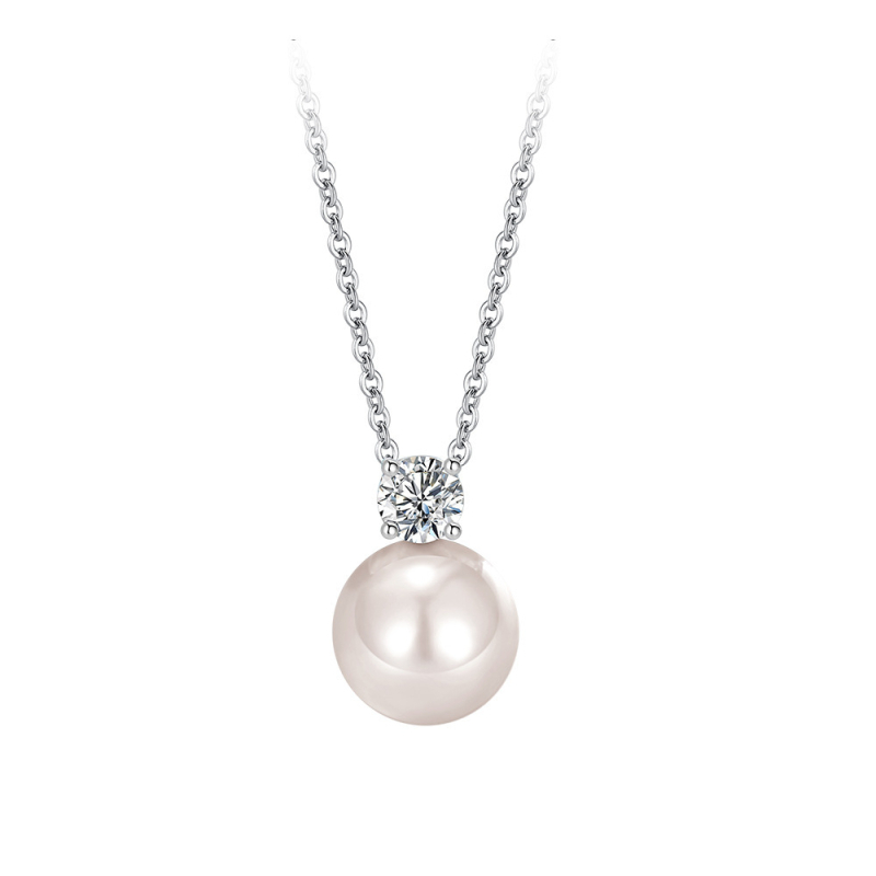 Set ogrlica i naušnica od S925 srebra s perlom, križni lanac, geometrijski dizajn