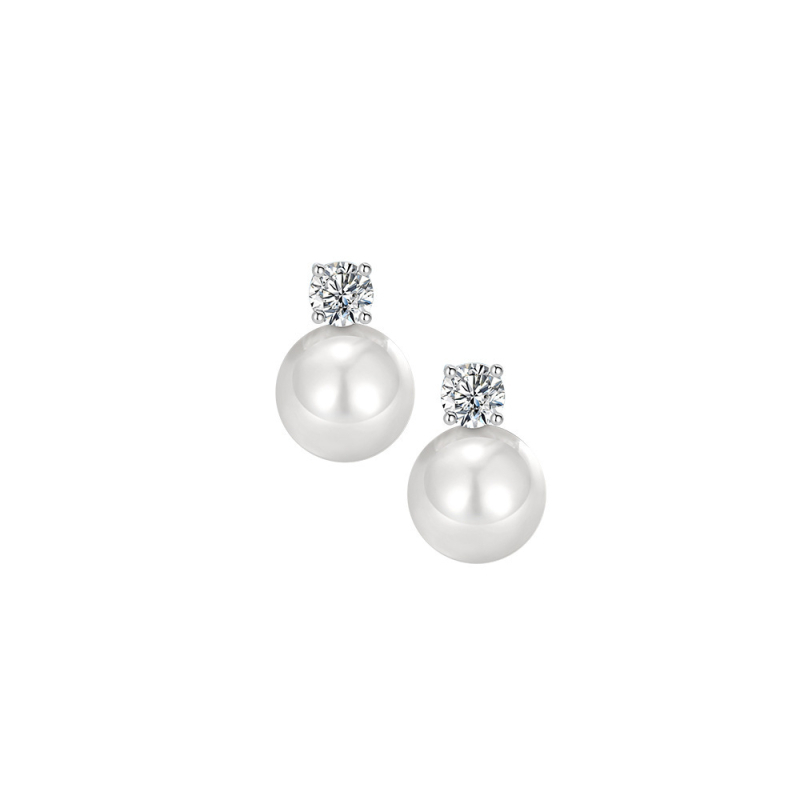 Set ogrlica i naušnica od S925 srebra s perlom, križni lanac, geometrijski dizajn