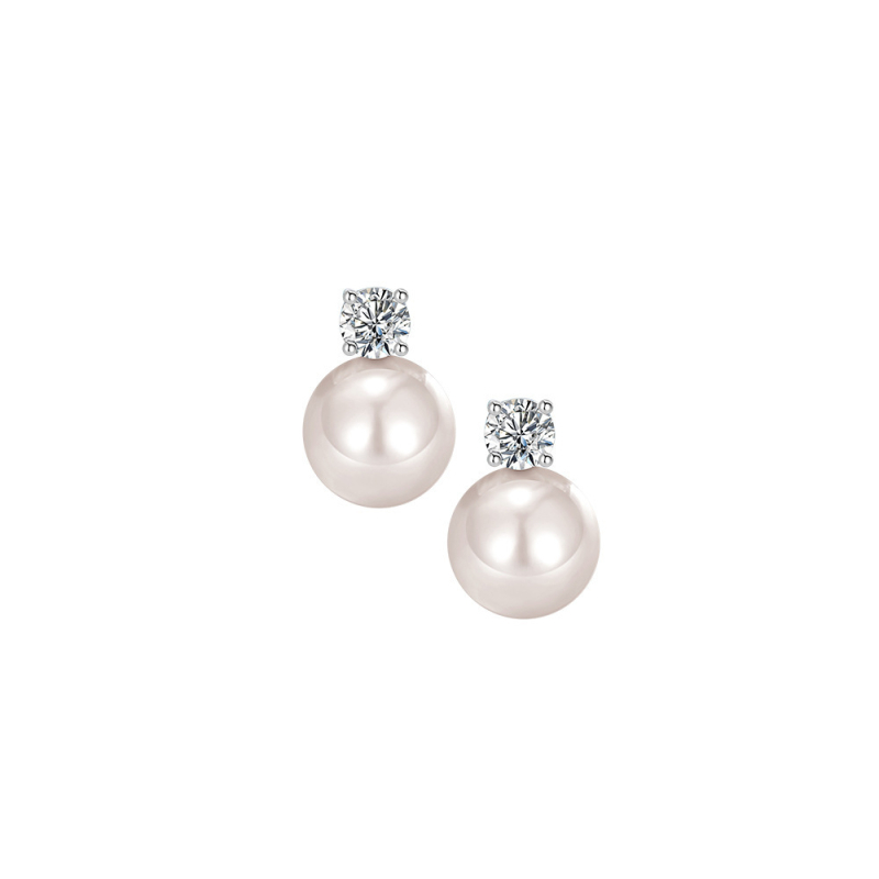 Set ogrlica i naušnica od S925 srebra s perlom, križni lanac, geometrijski dizajn