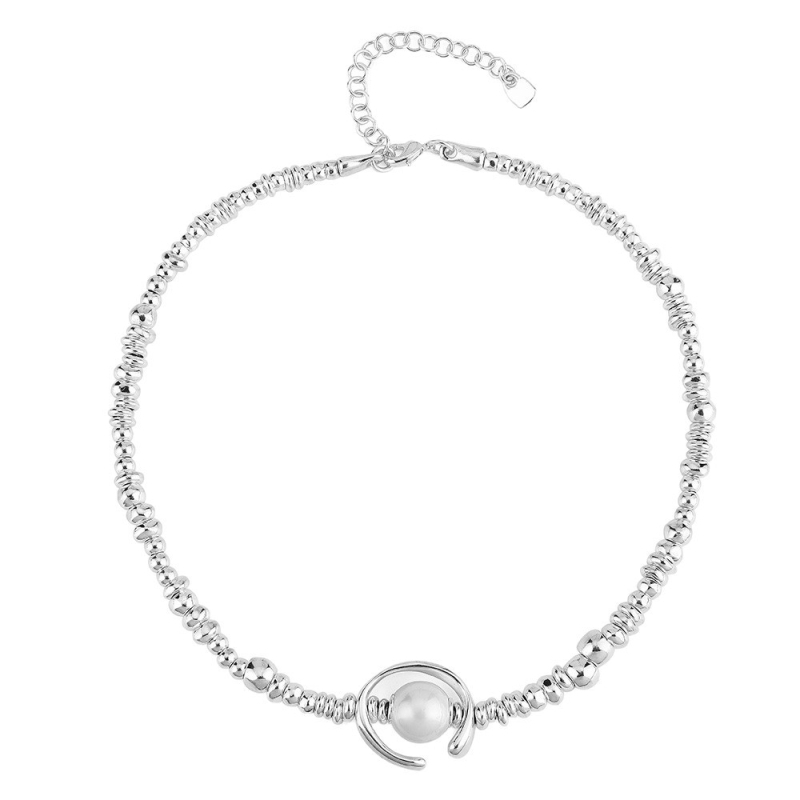 Ogrlica Mingba s pozlaćivanjem 18k, privjesak od 18k zlata, lančić s perlicama, geometrijski oblik