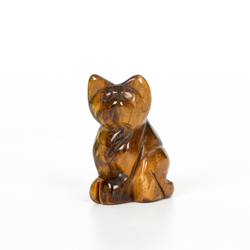 Figurina de cristal pentru pisică, sculptată, cristal natural, formă animal, ornament de atârnat, stil Nou Chinezesc