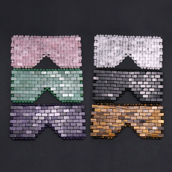 СПА маска за очи с авентурин камък, ръчно тъкана, полирана повърхност (Естествен авентурин камък, Полирана повърхност, Квадратна форма)