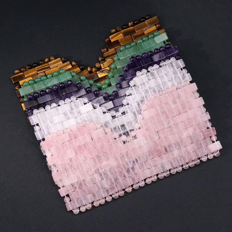 СПА маска за очи с авентурин камък, ръчно тъкана, полирана повърхност (Естествен авентурин камък, Полирана повърхност, Квадратна форма)