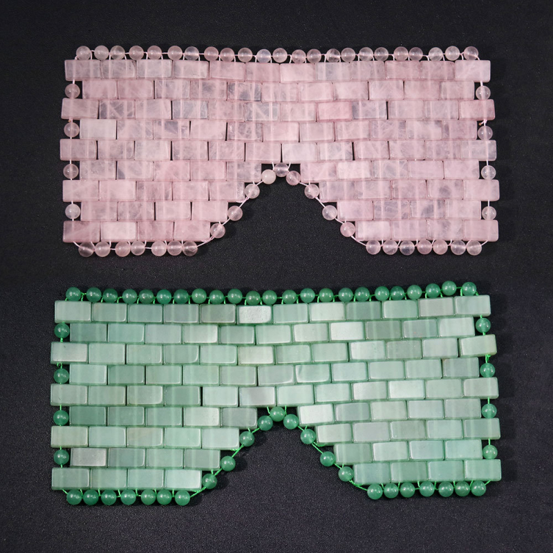 СПА маска за очи с авентурин камък, ръчно тъкана, полирана повърхност (Естествен авентурин камък, Полирана повърхност, Квадратна форма)